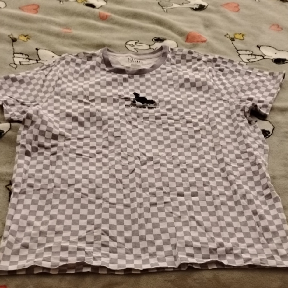 Kiki's Delivery Service Her Universe Purple and White Checkered Tee